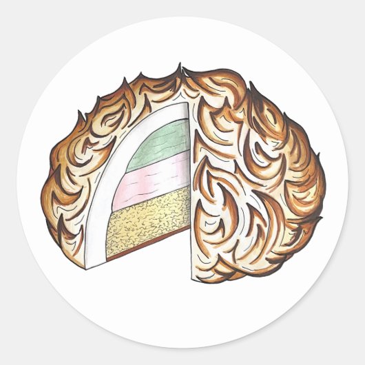 Baked Bombe Alaska Ice Cream Cake Dessert Futter Runder Aufkleber (Vorderseite)