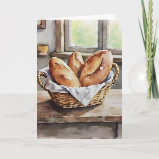 Baked Bread in a Basket Farmhouse Aesthetic  Karte (Vorderseite)