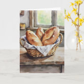 Baked Bread in a Basket Farmhouse Aesthetic  Karte (Gelbe Blume)