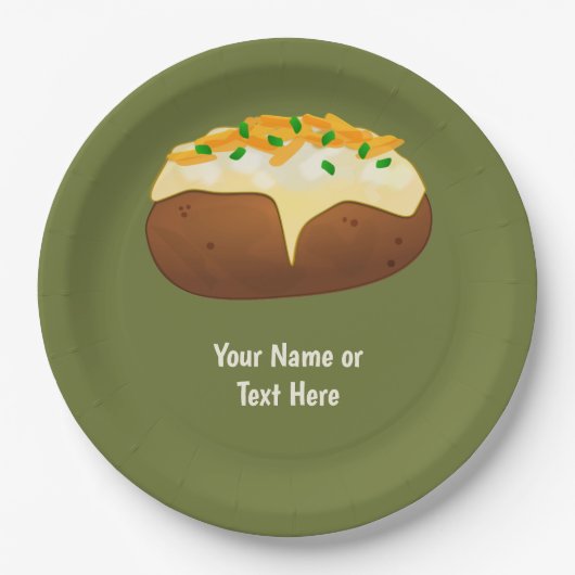 Baked Potato in Skin - Käse & Chive - Text hinzufü Pappteller (Vorderseite)