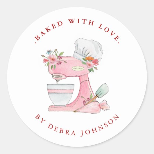 Baked with Love Cake Mixer Baking  Runder Aufkleber (Vorderseite)