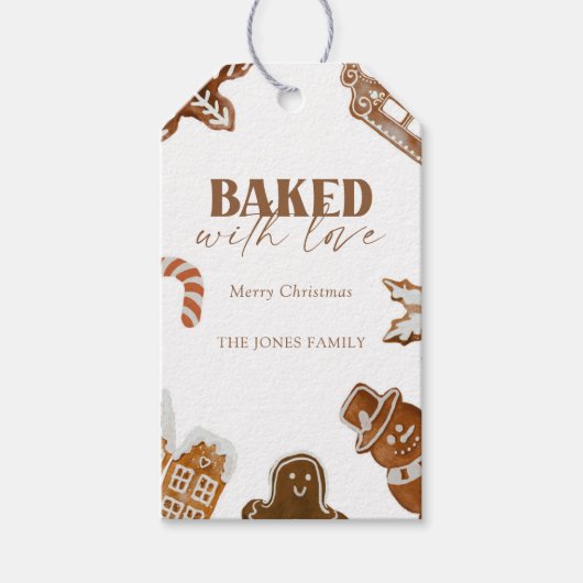 Baked With Love Gingerbread Christmas Gift Tag Geschenkanhänger (Vorderseite)