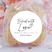 Baked with Love Minimalist Elegant Script Runder Aufkleber