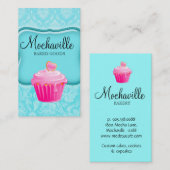 Bakeholder-Karte Vintag Damask Blue Visitenkarte (Vorne/Hinten)