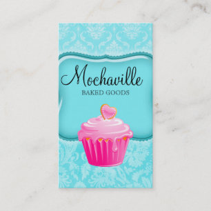 Bakeholder-Karte Vintag Damask Blue Visitenkarte