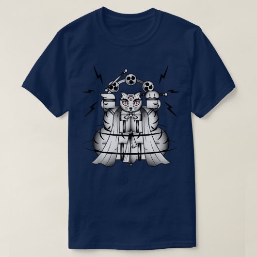 Bakeneko with Raijin Drums Japanese Monster Cat Ha T-Shirt (Design vorne)