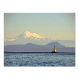 Baker and Sailboat - Puget Sound, Washington Fotodruck