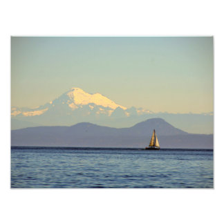 Baker and Sailboat - Puget Sound, Washington Fotodruck