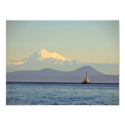 Baker and Sailboat - Puget Sound, Washington Fotodruck (Vorne)