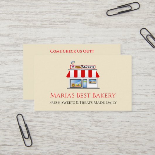 Baker Bäckerei Geschäft Café Visitenkarte (Vorderseite/Rückseite Beispiel)