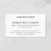 Baker Bäckerei Geschäft Café Visitenkarte (Rückseite)