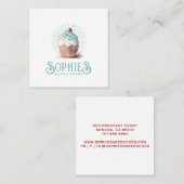 Baker Bakery Cupcake Logo Square Business Card Quadratische Visitenkarte (Vorne/Hinten)