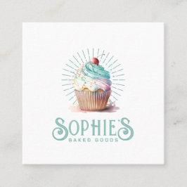Baker Bakery Cupcake Logo Square Business Card Quadratische Visitenkarte
