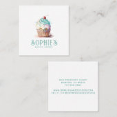 Baker Bakery Cupcake Logo Square Business Card Quadratische Visitenkarte (Vorne/Hinten)