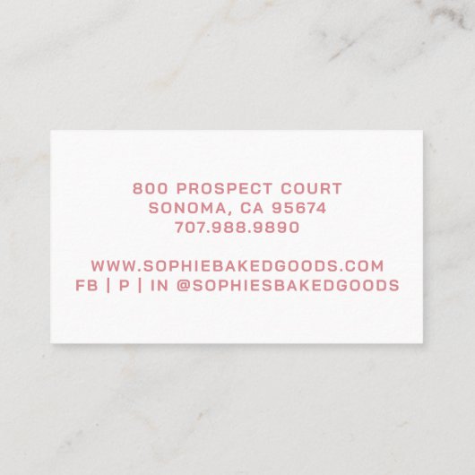 Baker Bakery Cupcake Logo Visitenkarte (Rückseite)