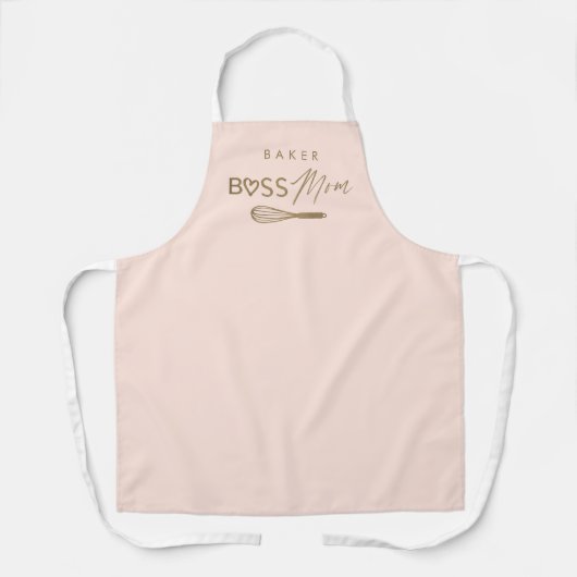 Baker Boss Mama Stilvolle Pinselschrift Rosa & Gol Schürze (Vorderseite)