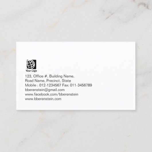 Baker Brot Textur Monogram Visitenkarte (Rückseite)