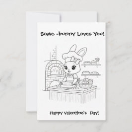 baker bunny Coloring card Classroom Valentine Dankeskarte