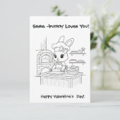 baker bunny Coloring  card Classroom Valentine  Dankeskarte (Stehend Vorderseite)