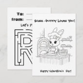baker bunny Coloring  card Classroom Valentine  Dankeskarte (Vorne/Hinten)