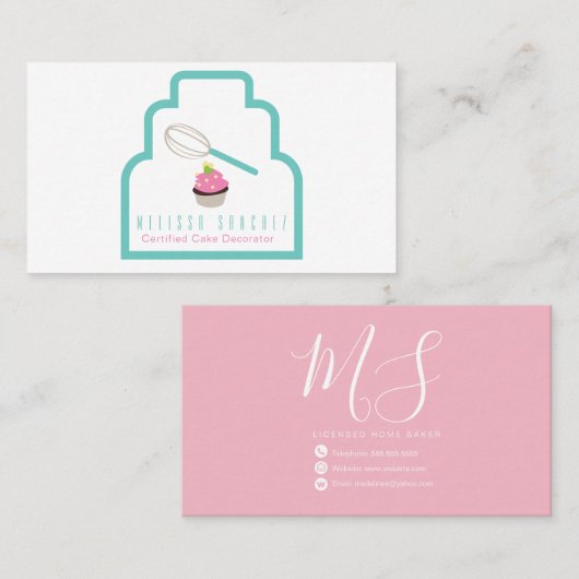 Baker Cake Logo Bakery Chocolate Cupcakes Visitenkarte (Vorne/Hinten)