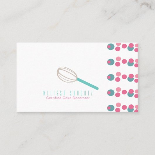 Baker Cake Logo Bakery Whisk Dots Visitenkarte (Vorderseite)