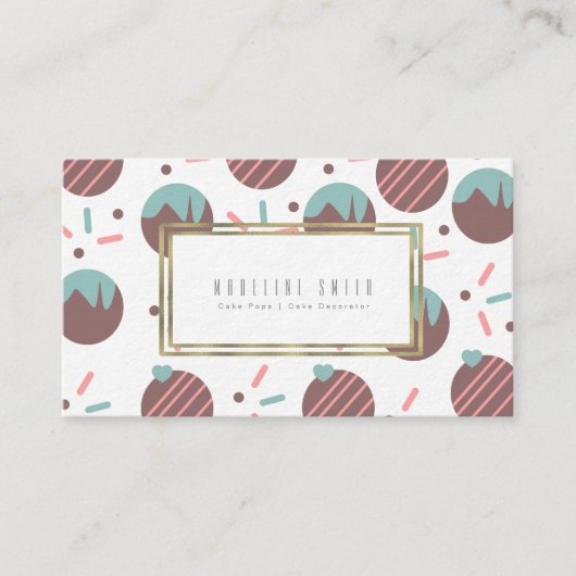Baker Cake Pops Herz Sprinkles Kuchendekorator Visitenkarte (Vorderseite)