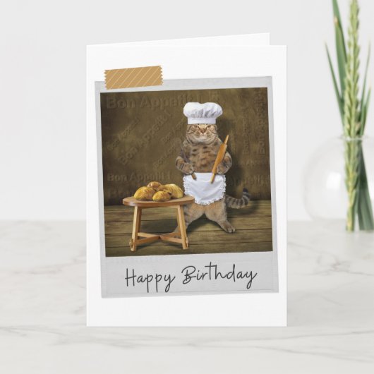Baker Cat Funny Birthday Card Karte (Vorderseite)