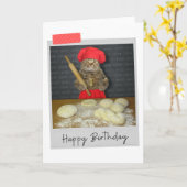 Baker Cat Funny Birthday Card Karte (Gelbe Blume)