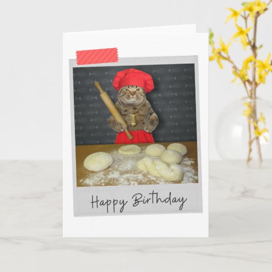 Baker Cat Funny Birthday Card Karte (Gelbe Blume)