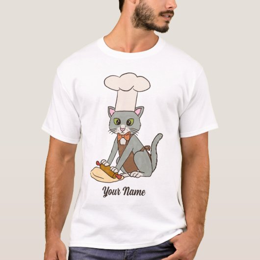 Baker Cat - Grauer Tom Konditorei Koch Cat Lover T-Shirt (Vorderseite)
