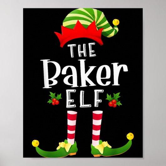 Baker Christmas Elf Matching Pajama X-mas Party  Poster (Vorne)