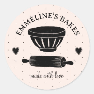Baker Cook Illustriert Rolling Button aus Liebe Runder Aufkleber