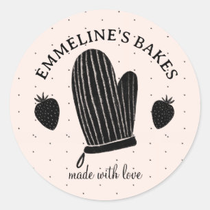 Baker Cook Illustrierter Ofen Mitt aus Liebe Runder Aufkleber