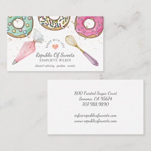 Baker Donut Desserts Backutensid Visitenkarte (Vorne/Hinten)