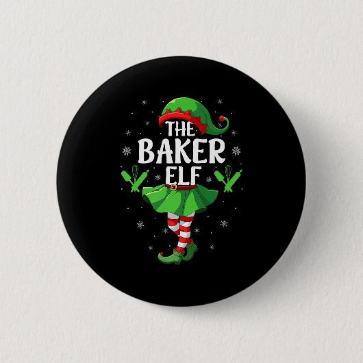 Baker Elf Christmas Girls Women Elf Squad Xmas Fam Button (Vorderseite)
