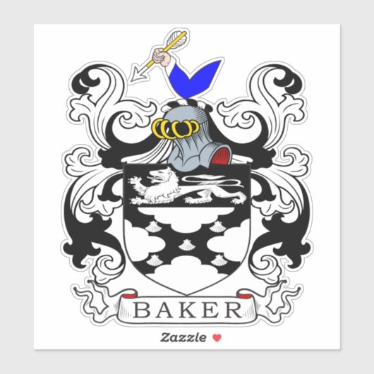 Baker-Familienwappen Aufkleber (Blatt)