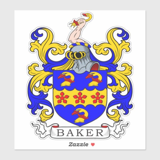 Baker-Familienwappen Aufkleber (Blatt)