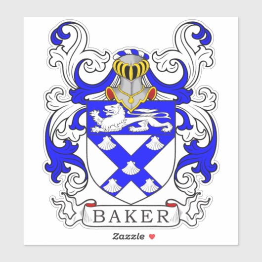 Baker-Familienwappen Aufkleber (Blatt)