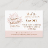 Baker Floral Cupcake Thank You Promo Code Bakery Rabattkarte (Vorderseite)