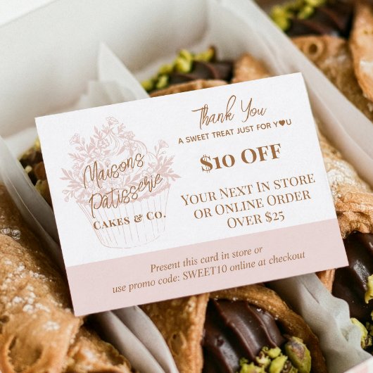 Baker Floral Cupcake Thank You Promo Code Bakery Rabattkarte