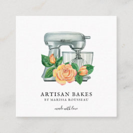 Baker Floral Watercolor Mixer Bäckerei Quadratische Visitenkarte