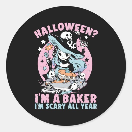 Baker Halloween Backbake Beängstigend Trick oder B Runder Aufkleber (Vorderseite)
