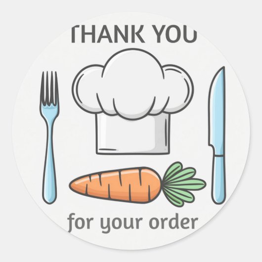 Baker Hat und Cutlery Danke Runder Aufkleber (Vorderseite)