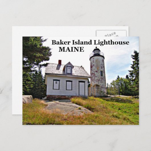 Baker Island Lighthouse, Maine Postcard Postkarte (Vorne/Hinten)