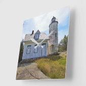 Baker Island Lighthouse, Maine Quadratische Wanduhr (Winkel)