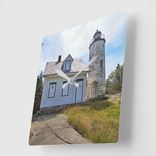 Baker Island Lighthouse, Maine Quadratische Wanduhr (Winkel)