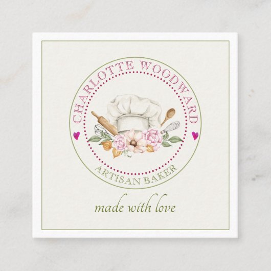 Baker-Koch mit Business-Card Quadratische Visitenkarte (Vorderseite)