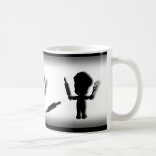 Baker-Koch mit Rolling-Button und Whisk-Niedliche  Kaffeetasse