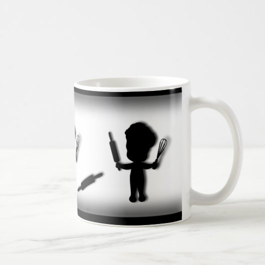 Baker-Koch mit Rolling-Button und Whisk-Niedliche  Kaffeetasse (Rechts)
